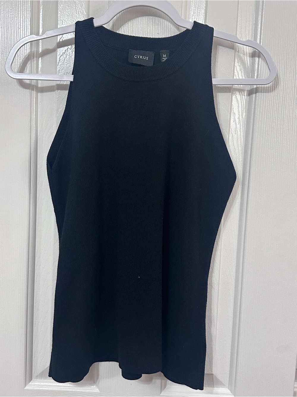 Cyrus Black Ribbed Sleeveless Tank